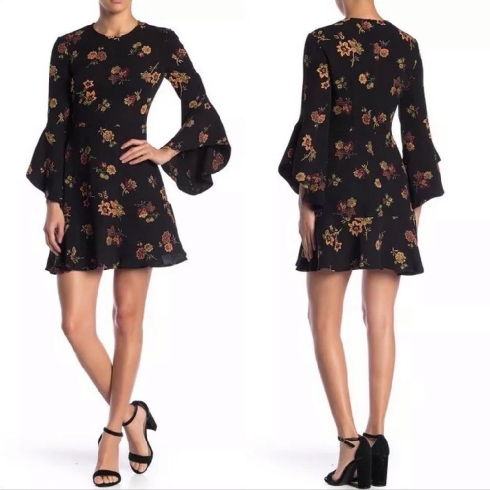 A.L.C. Cassidy Silk Dress Womens 2 Floral Mini Dark Fairy Whimsigoth Romantic